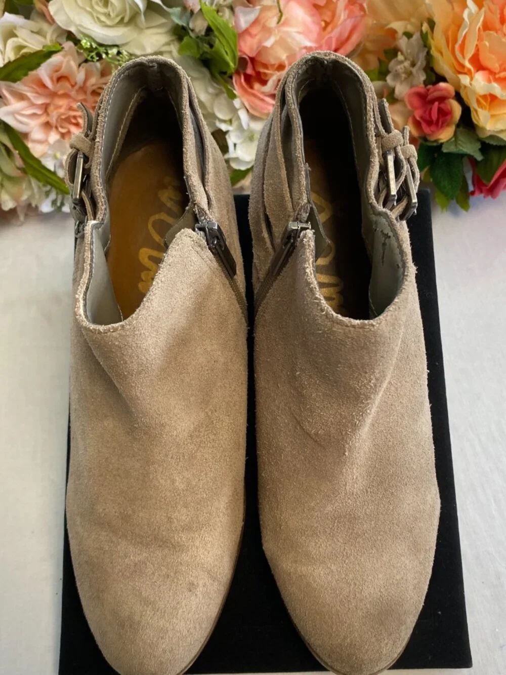 Sam Edelman Tan Suede Buckle Ankle Booties Women’s 7.5M